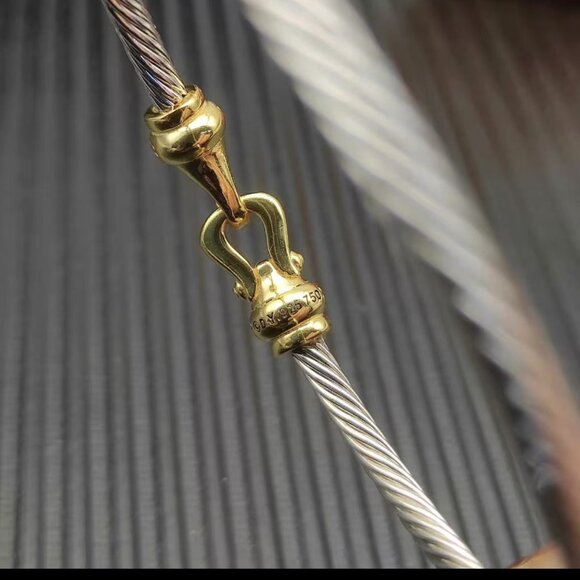 David Yurman Twisted Cable Hook Bracelet with Gold Accents - Picture 4 of 4